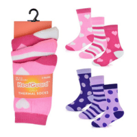 Girls 3 Pack Thermal Design Socks