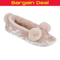 Ladies Crushed Velour Bunny Ballet Slippers