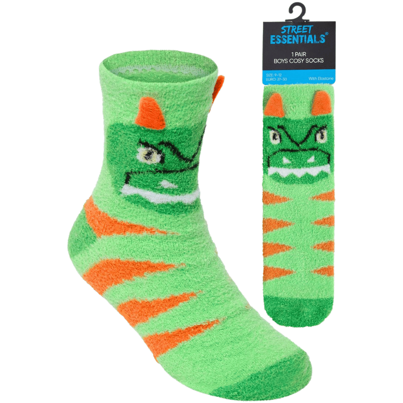 Boys 3D Dinosaur Design Cosy Socks