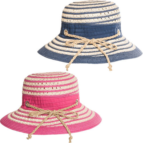 Ladies Short Brim Straw Hat With Self Colour Band