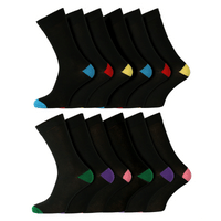 Mens Everyday Socks Coloured Heel Black