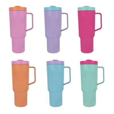 Solid Colour Drinks Cup With Handle And Straw