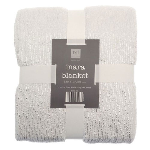 White Inara Glitter Design Blanket Throw