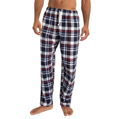 Mens Woven Burgundy Check Flannel Lounge Pants