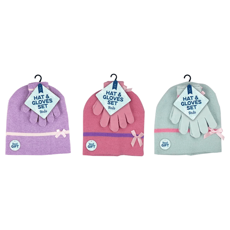 Girls Beanie Hat And Gloves Set