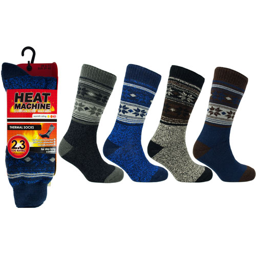 Mens Heat Machine Thermal Socks Snowflakes 2.3 Tog