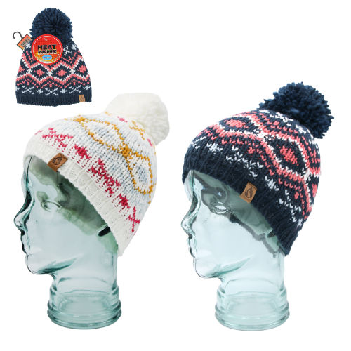 Girls Nordic Print Bobble Hat