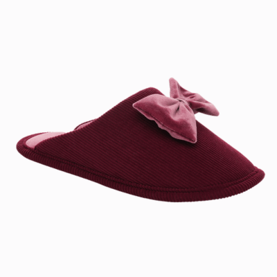 Ladies Velour Slider With Matching Bow - Raspberry