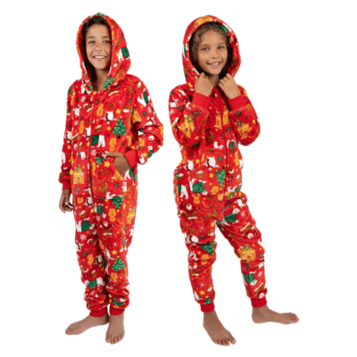 Childrens Red Christmas Print Onesie