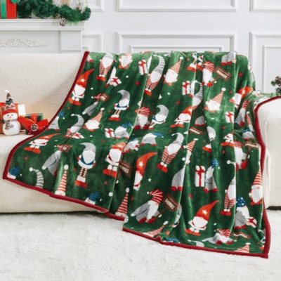 Christmas Flannel Luxury Sherpa Throw - Joyeux Gnoel 150x230cm
