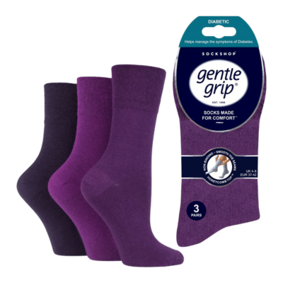 Ladies Diabetic Gentle Grip Socks Purple