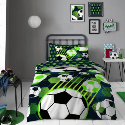 Kids Football Fun Green Single Duvet Set + Pillowcase