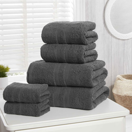 Natural Cotton Camden Hand Towels Charcoal