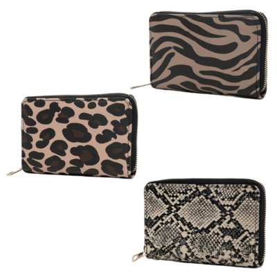 Ladies Small Animal Printed Coin Purse - Zebra/Leopard/Snake