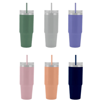 Double Walled Tumbler With Straw Neutrals