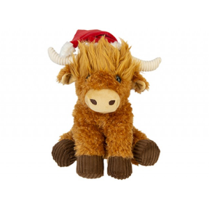 Cute Highland Cow with Christmas Hat 25cm