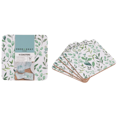 Coco & Gray 4 Pack Coasters - Eucalyptus Design