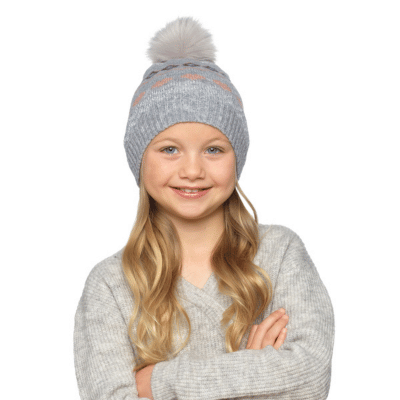 Girls Design Beanie Hat With Pom Pom