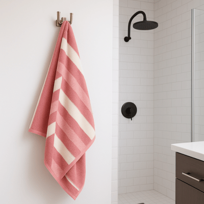 Royal Stripe Bath Towels Dark Pink