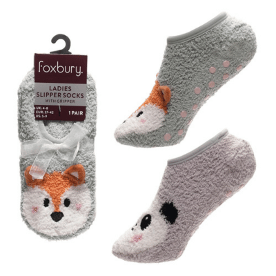 Ladies Animal Novelty Footsie Socks With Gripper