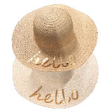 Wide Brim Straw Hat With Sequin Logo