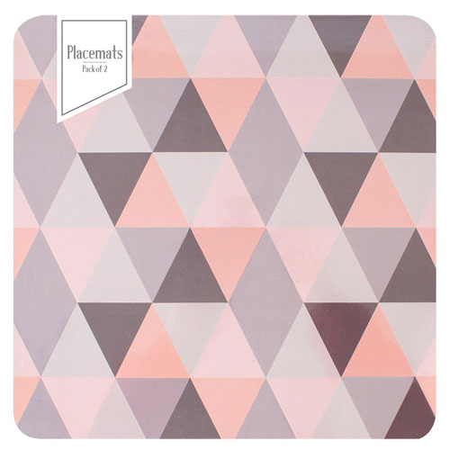 Geo Pink Grey Placemats 2 Pack