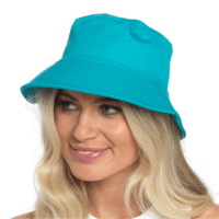 Ladies Plain Aqua Cotton Bucket Hat