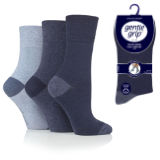 Ladies Gentle Grip Socks Heel And Toe Navy - Denim