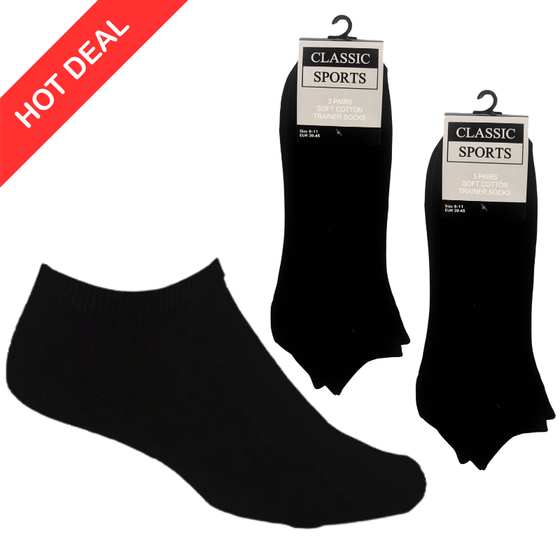 Mens Classic Trainer Socks Black 6-11 CARTON PRICE