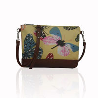 Ladies Butterfly Canvas Mini Crossbody Bag Yellow