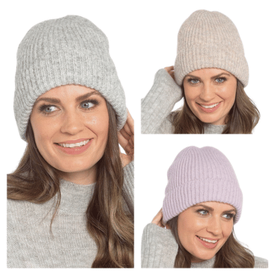 Ladies Ribbed Brushed Beanie Hat