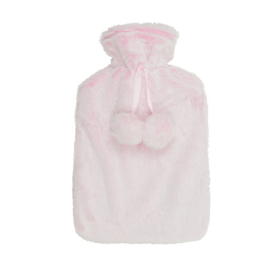 Faux Husky Fur Plush Hot Water Bottle Pink