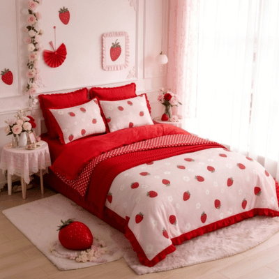 Fun Design Duvet Set Strawberry - Frill Detail
