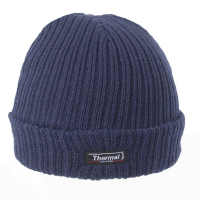 Adults Unisex Navy Ribbed Thermal Ski Hat