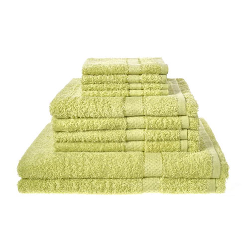 10 Piece Luxury Towel Bale Set With Ribbon Lime Green