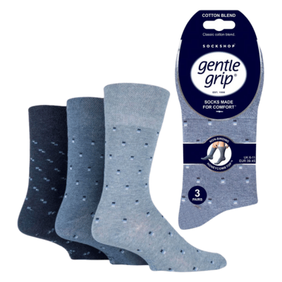 Mens Gentle Grip Socks Patterned Spots