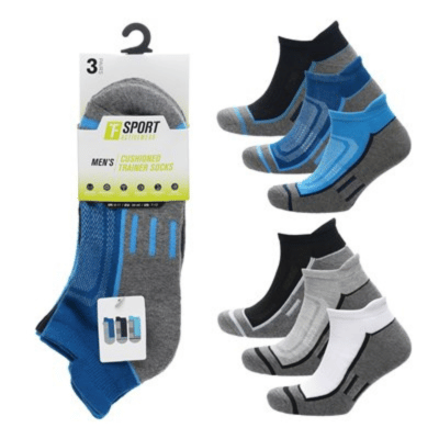 Mens 3 Pack Cushioned Trainer Socks