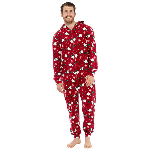 Mens Red Fleece Christmas Onesie | Wholesale Mens Pyjamas | Wholesale ...