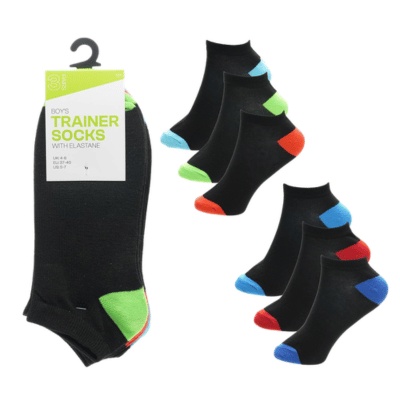 Boys 3 Pack Heel & Toe Trainer Socks