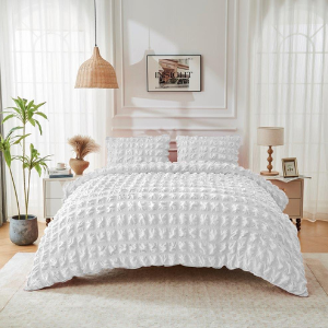 A Touch of Ripon Seersucker Duvet Set White