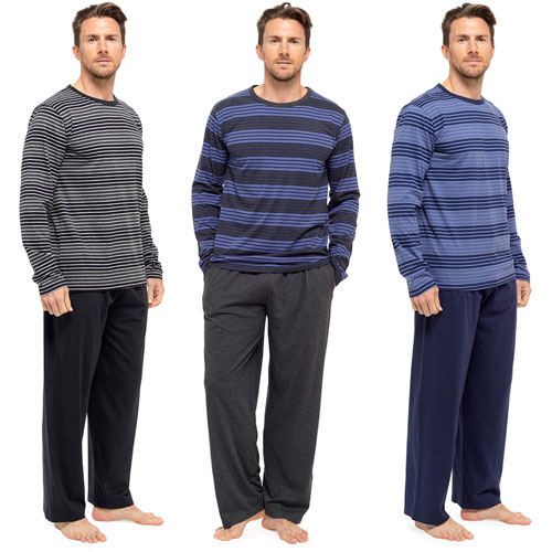 Wholesale Pyjamas | Wholesale Mens Pyjamas | MMens Striped Jersey Long ...