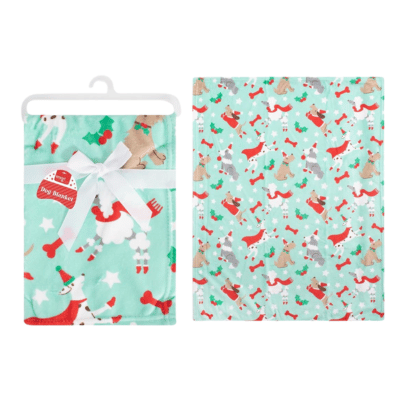 Smart Choice Soft Christmas Dog Print Pet Blanket