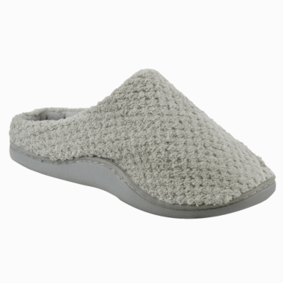Ladies Grey Waffle Mule Slipper With Cushioned Sole