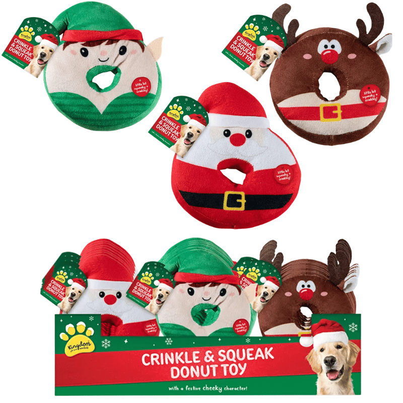 Christmas Crinkley & Squeaky Donut Characters Toy