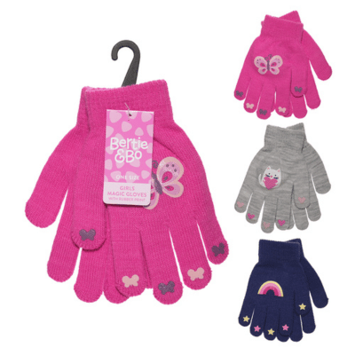 Girls Magic Gripper Gloves With Rubber Prints