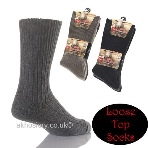 Mens Non Elastic Wool Blend Socks
