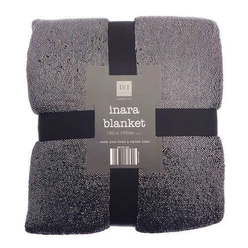 Black Inara Glitter Design Blanket Throw