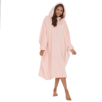 Ladies Pink Long Sleeve Blanket Style Snuggle Poncho