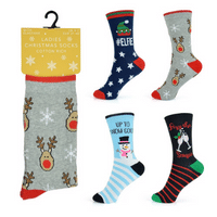 Ladies Christmas Socks Mixed Designs