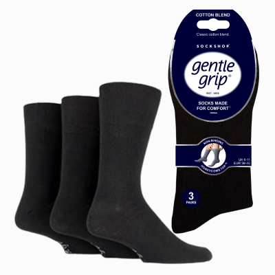 Mens Gentle Grip Socks Plain Black